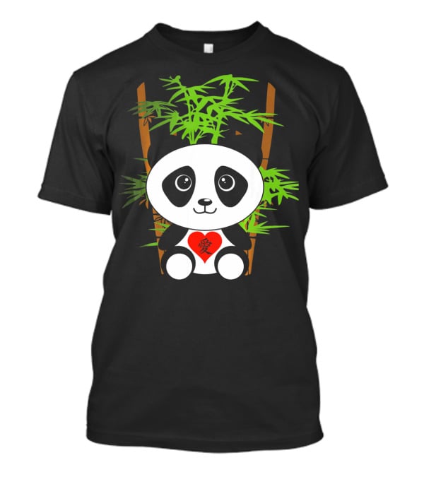Cute Baby Panda Love Bamboo Heart T-Shirt