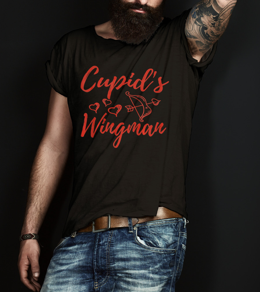 Cupid's Wingman Funny Valentine's Day Bow Hearts T-Shirt