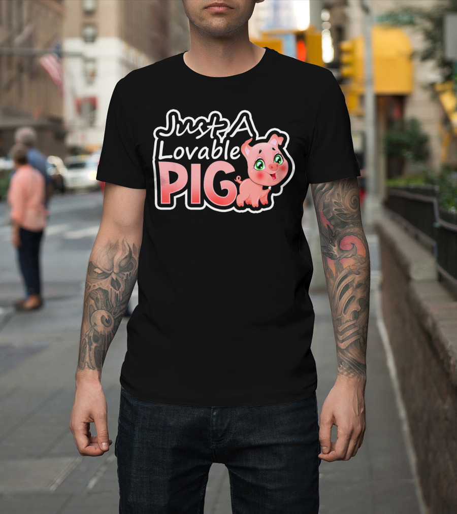Just A Lovable Pig Cute Couple Valentines Day T-Shirt