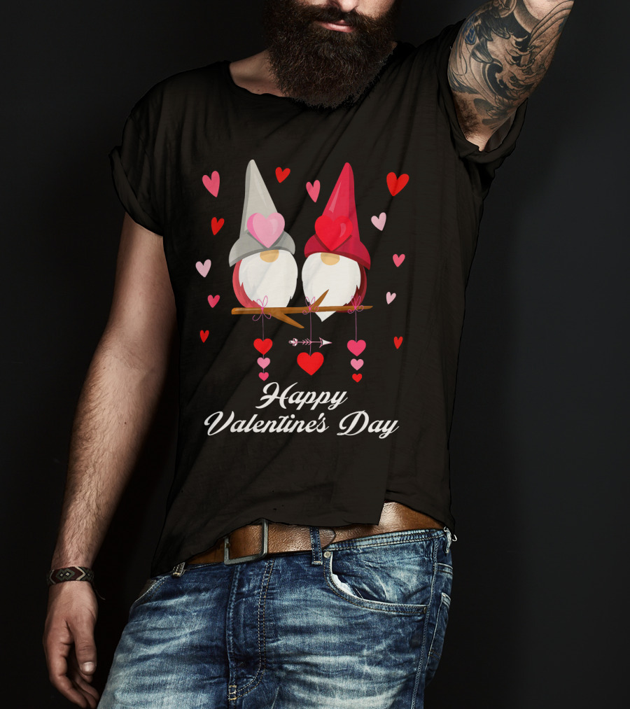 Happy Valentine's Day Cute Gnomes Hearts T-Shirt