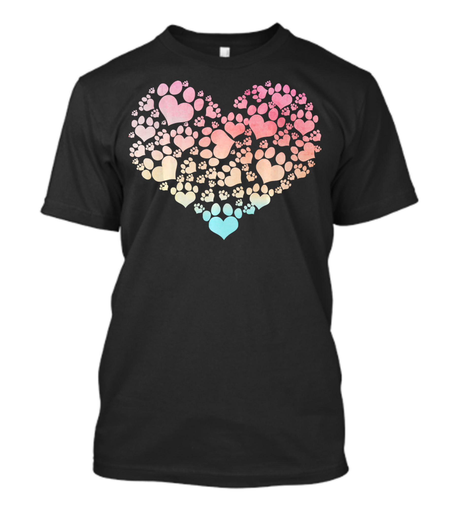 Valentine Heart Made Of Cute Dog Paw Prints T-Shirt