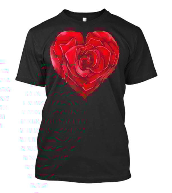 Cute Red Heart Rose Flower Art Bloom Blossom T-Shirt