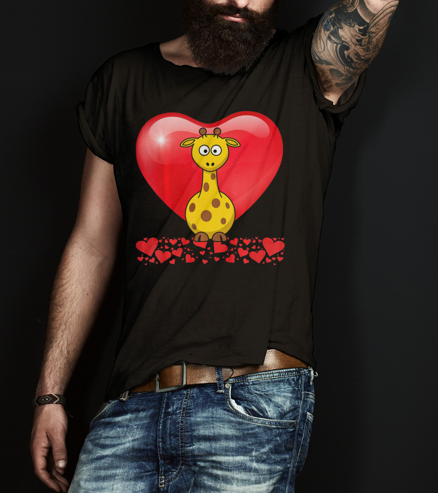 Cute Valentine's Day Heart Giraffe Valentin T-Shirt