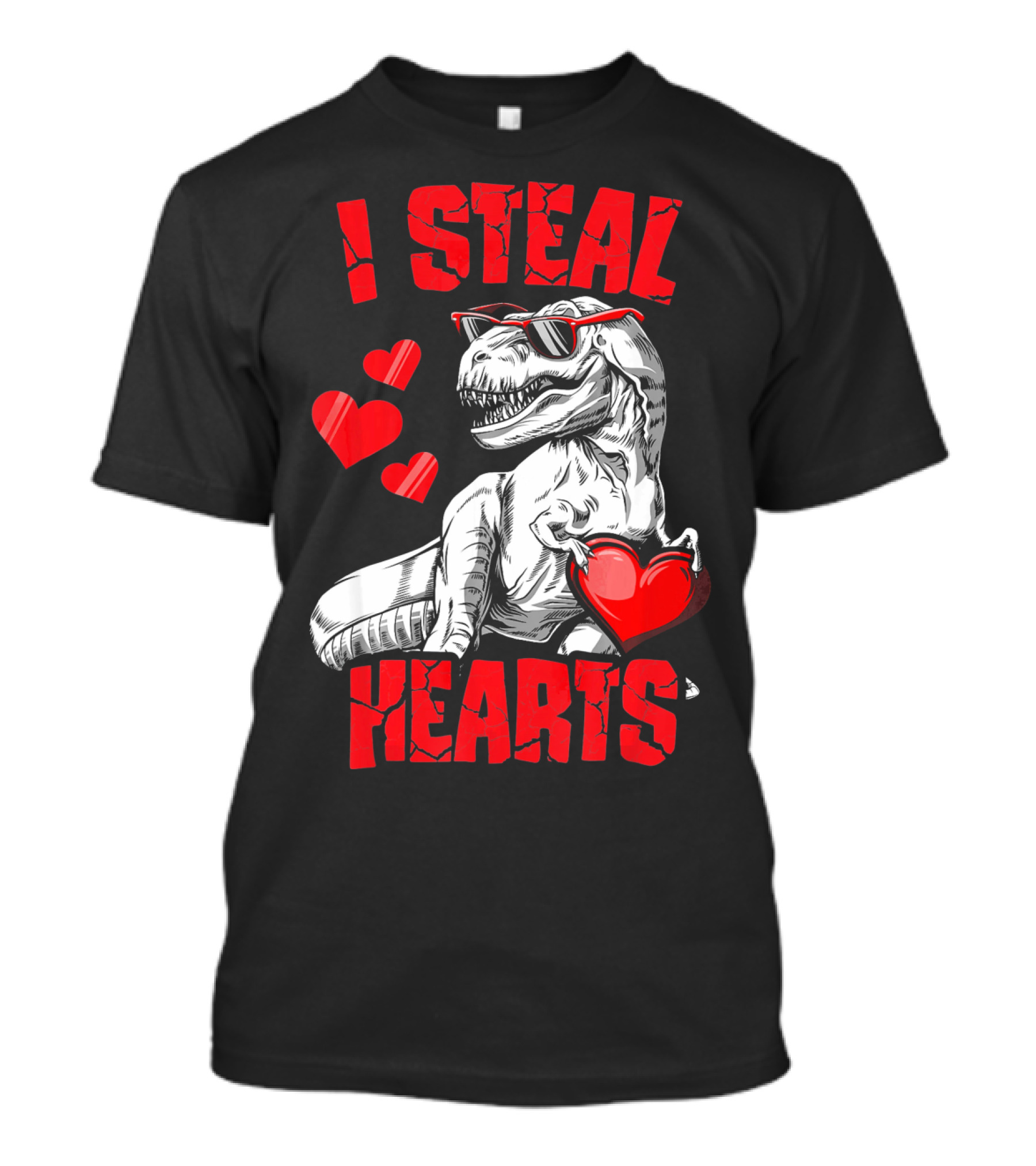 I Steal Hearts Boys Valentines Day Kids Dinosaur T-Shirt