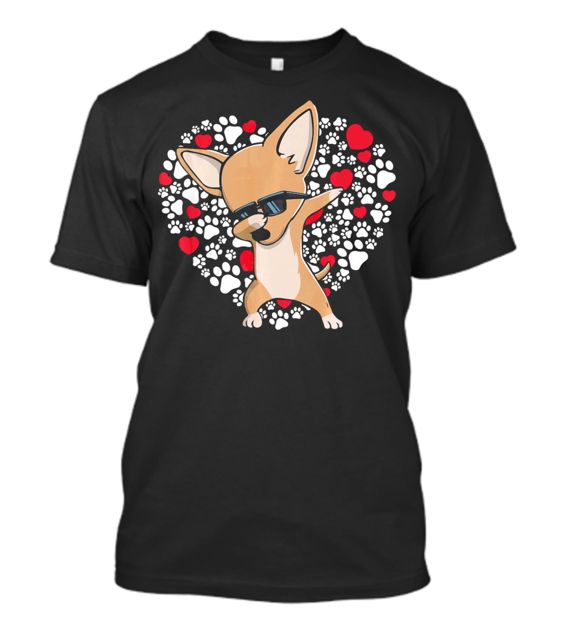 Chihuahua Dabbing Heart Paws Valentines Day Fun T-Shirt