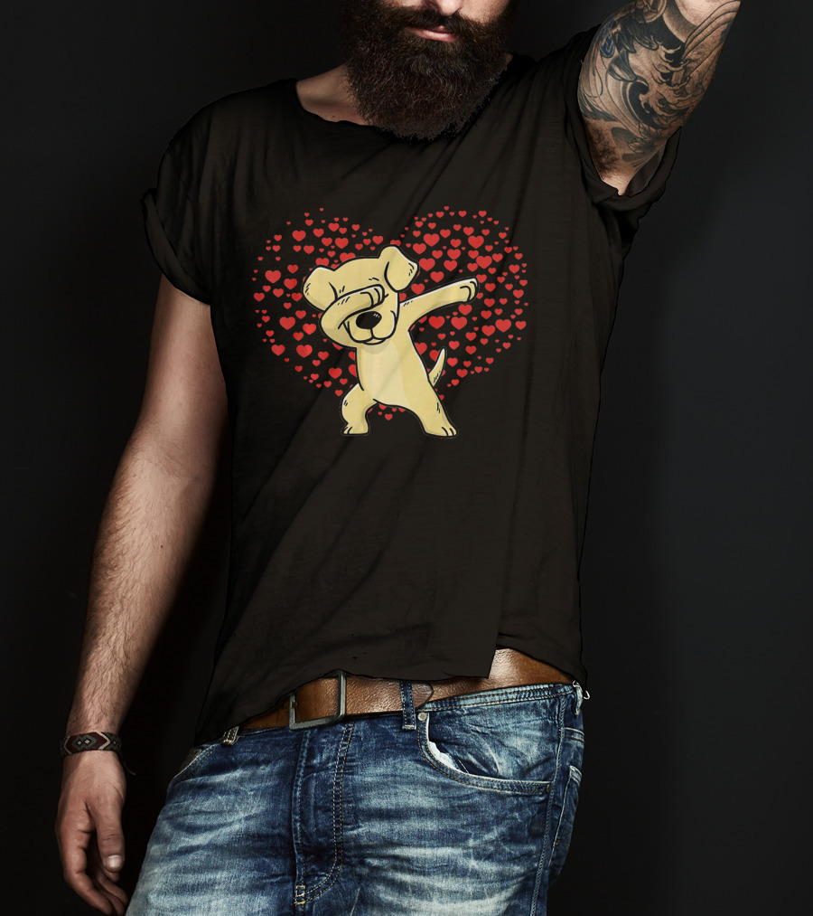 Dabbing Labrador Retriever Dog With Heart Of Valentine T-Shirt