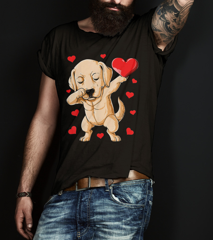 Dabbing Labrador Valentine's Day Heart Dance T-Shirt