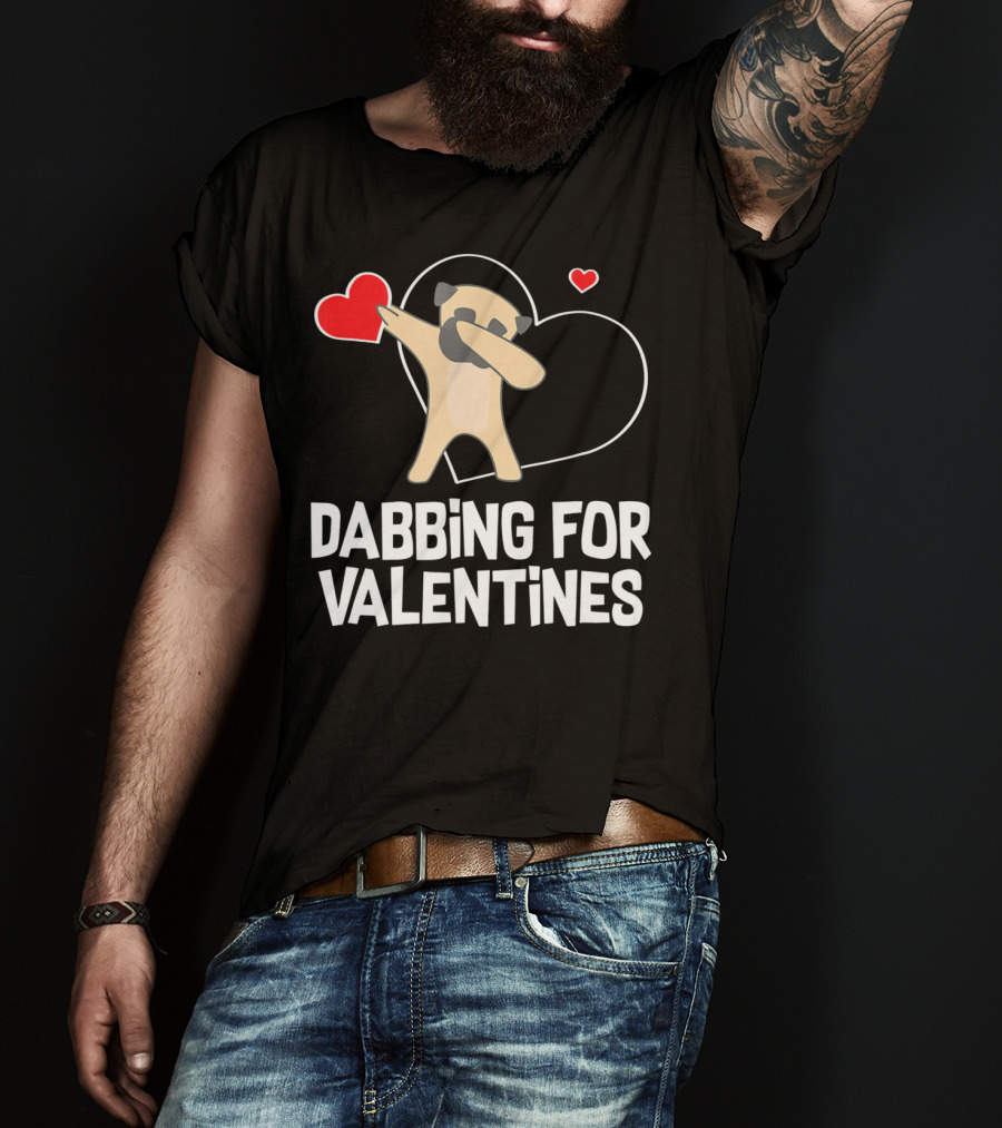 Dabbing Pug For Valentines Hearts Cute T-Shirt