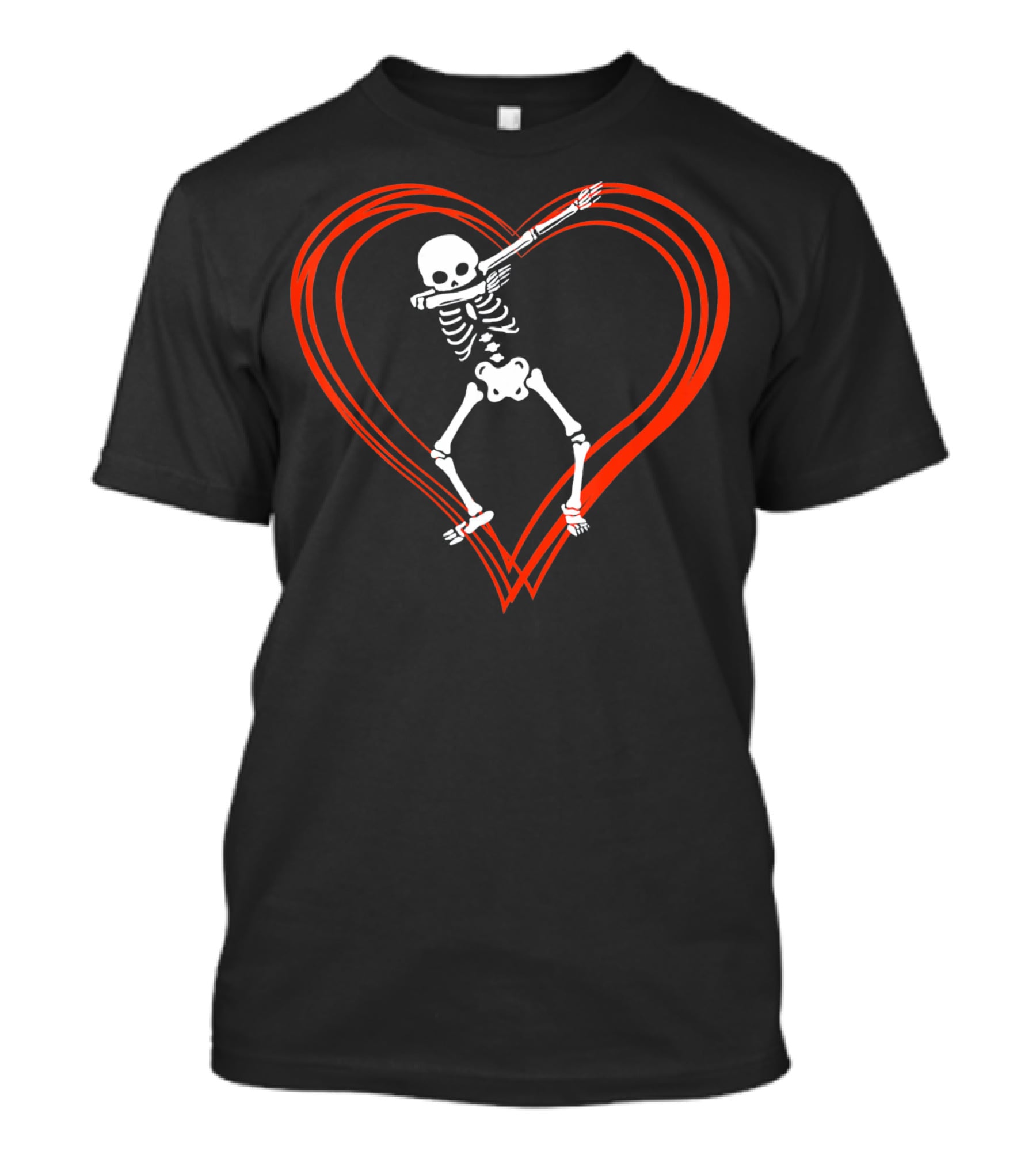 Dabbing Skeleton Dab Skull Heart Valentine Day T-Shirt