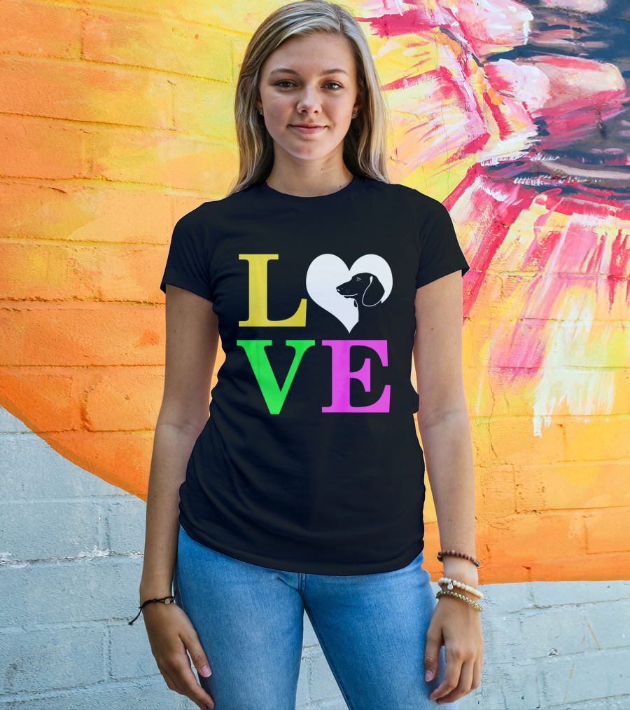 LOVE Dachshund Dog Heart Valentines T-Shirt