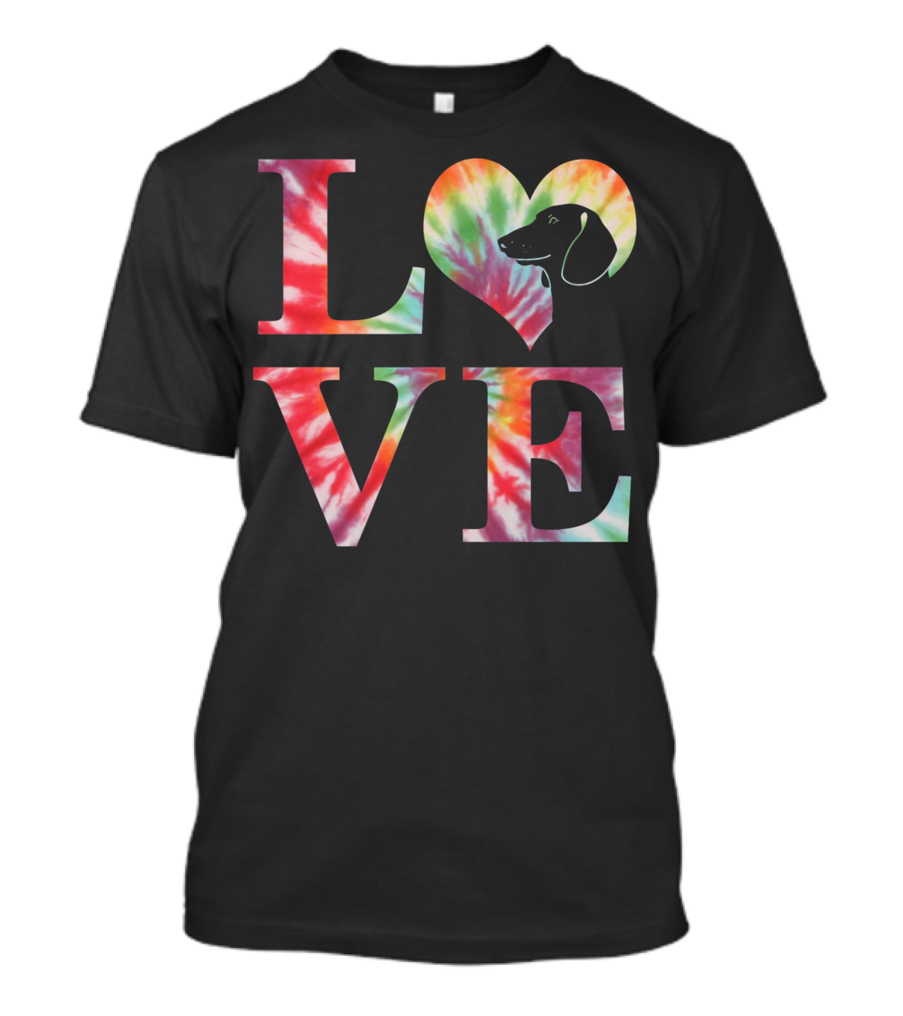 Dachshund Dog Love Tie Dye Valentines T-Shirt