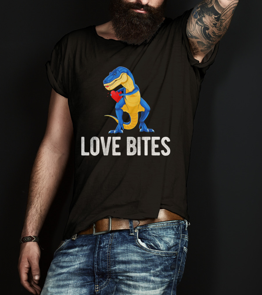 Love Bites Dinosaur Rex Valentines Day T-Shirt