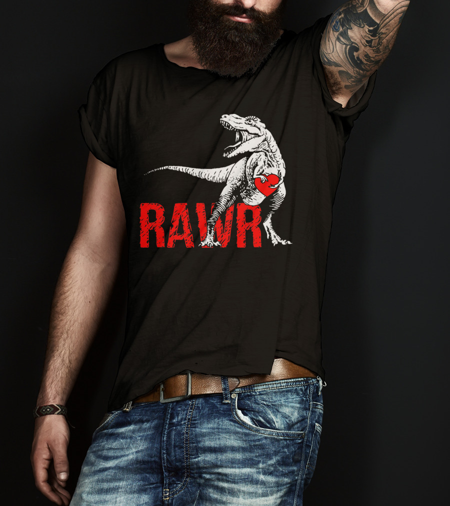 RAWR Dinosaur Valentine Heart T-Shirt