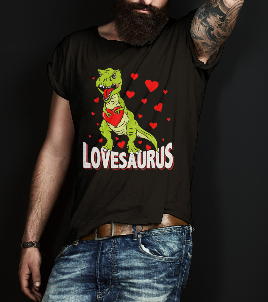 Lovesaurus Dinosaur Valentine Day Hearts T-Shirt