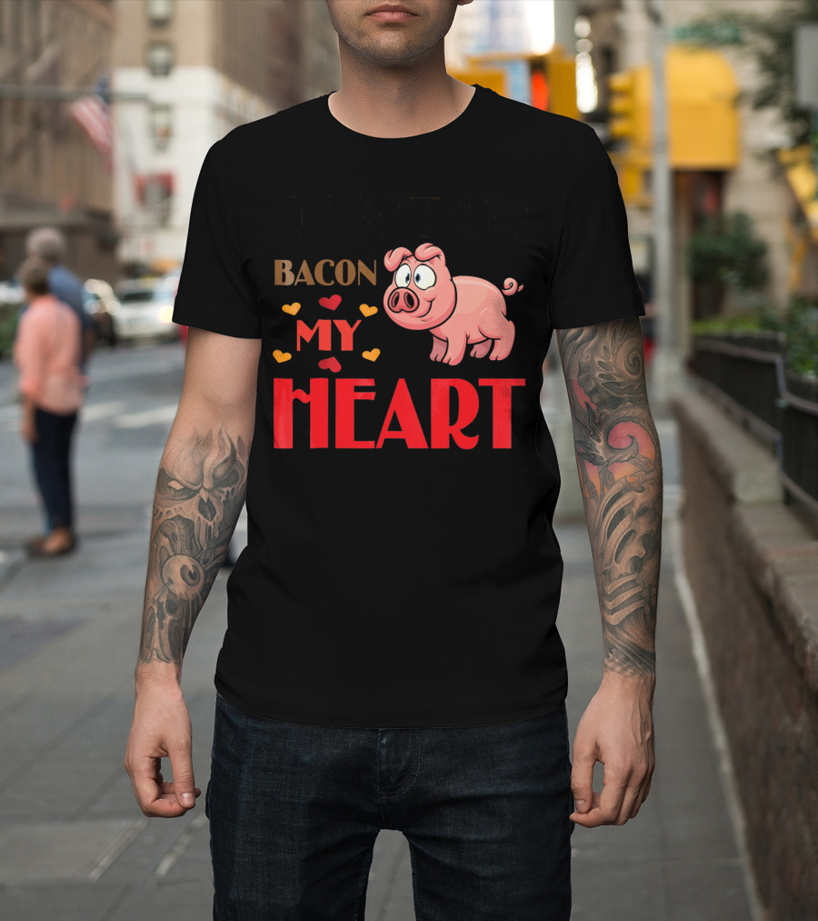 Bacon My Heart Pig with Hearts T-Shirt