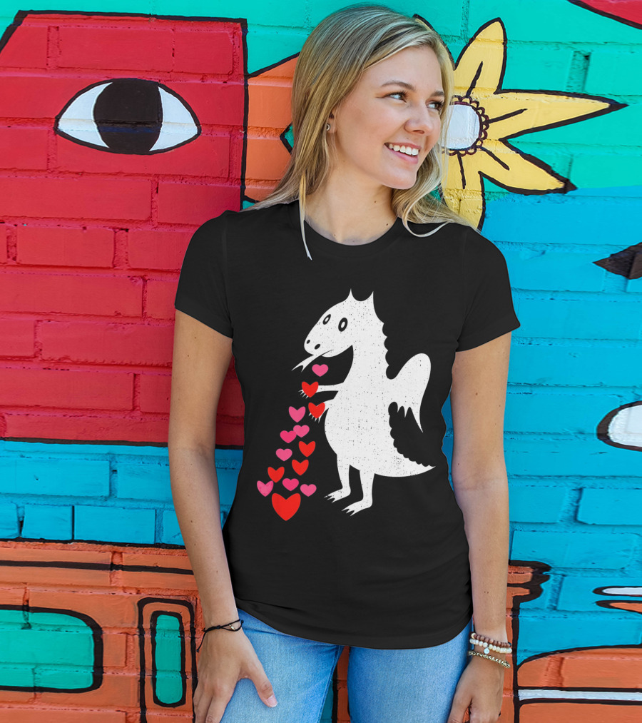 Dragon Spitting Love Hearts Anti Valentine's Day T-Shirt