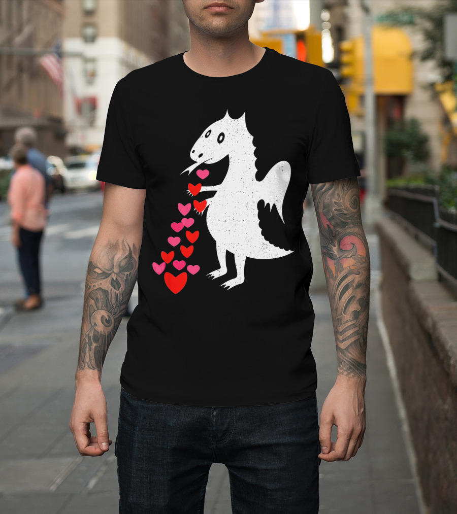 Dragon Spitting Love Hearts Anti Valentine's Day T-Shirt