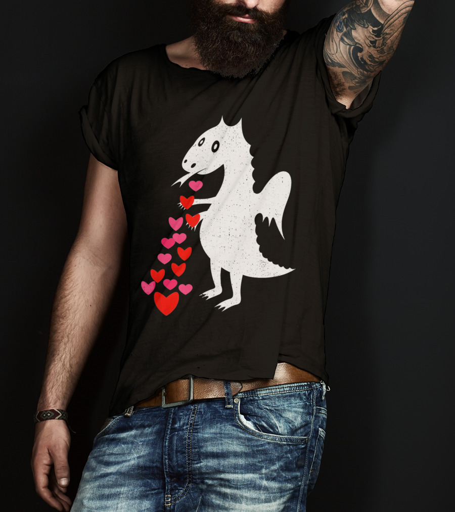 Dragon Spitting Love Hearts Anti Valentine's Day T-Shirt