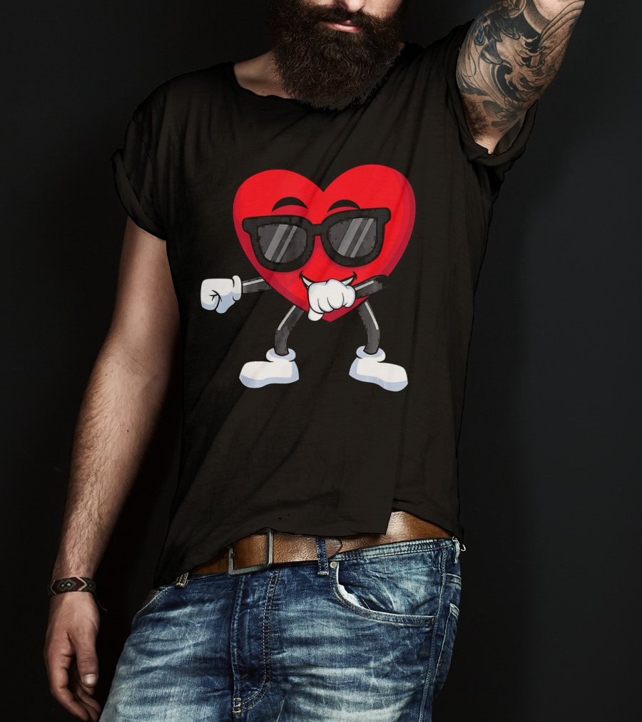 Dabbing Heart Valentines Day Boys Love T-Shirt