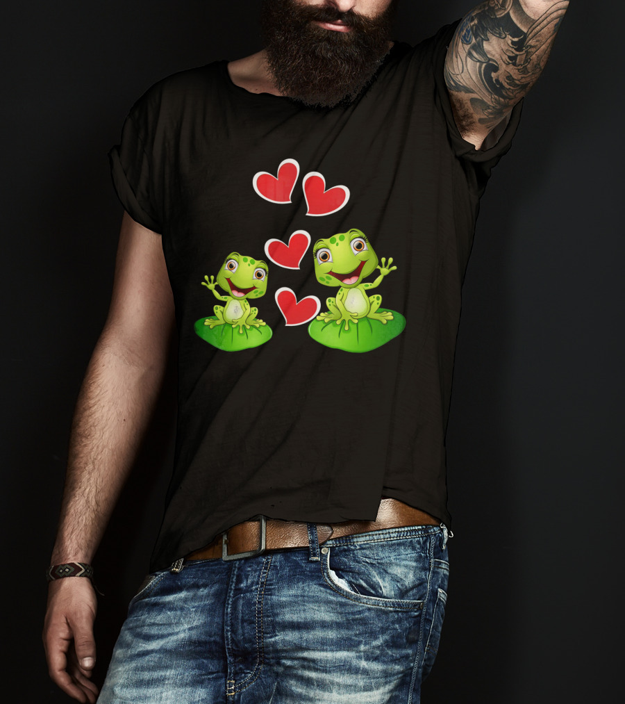Frog Heart Valentine Day Animal Cute Frogs With Hearts T-Shirt