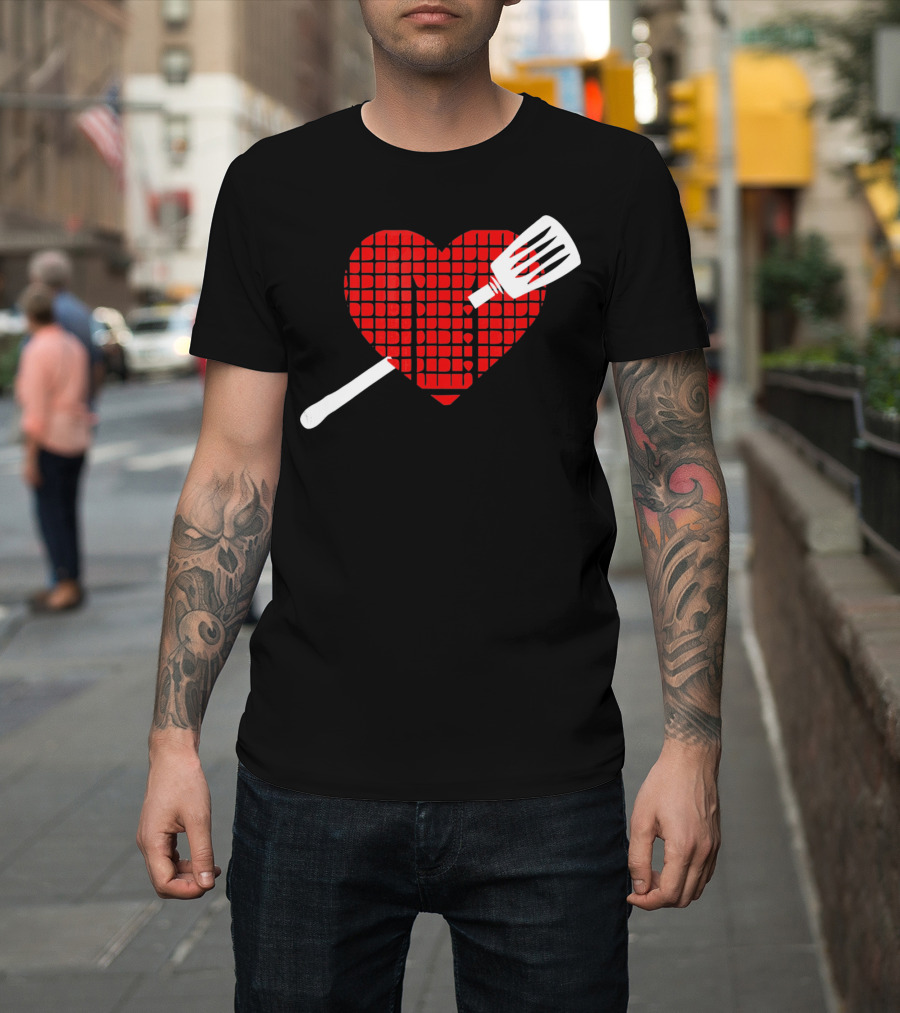 Funny BBQ Grilling Valentine's Day Heart With Spatula T-Shirt