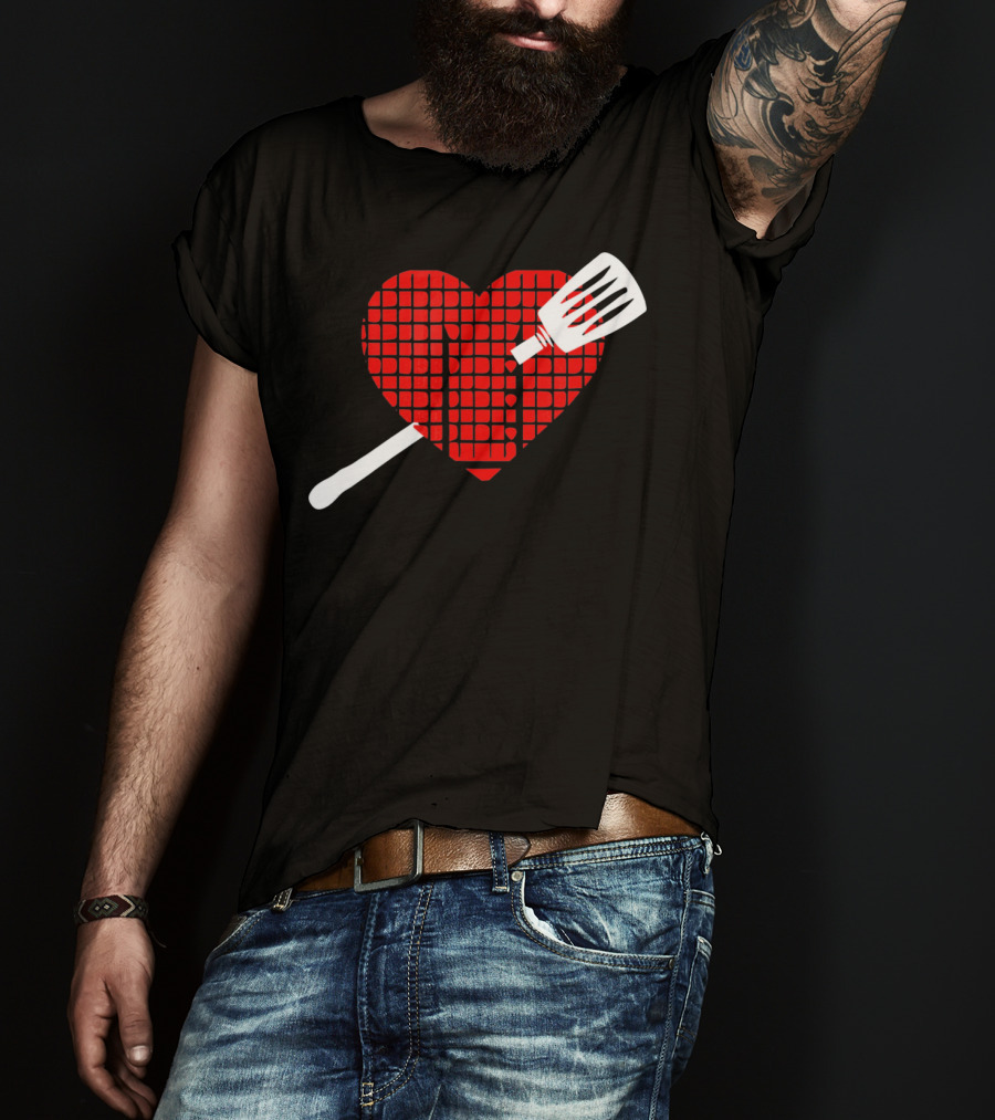 Funny BBQ Grilling Valentine's Day Heart With Spatula T-Shirt