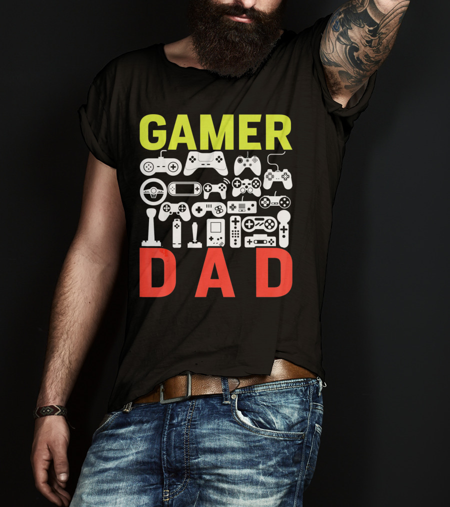 Gamer Dad Vintage Controller Collection Funny Birthday T-Shirt