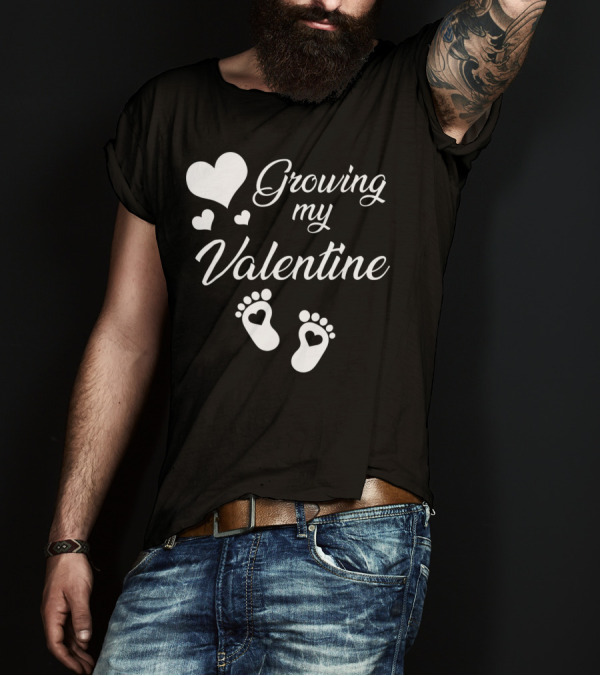 Growing My Valentine Heart Footprint T-Shirt