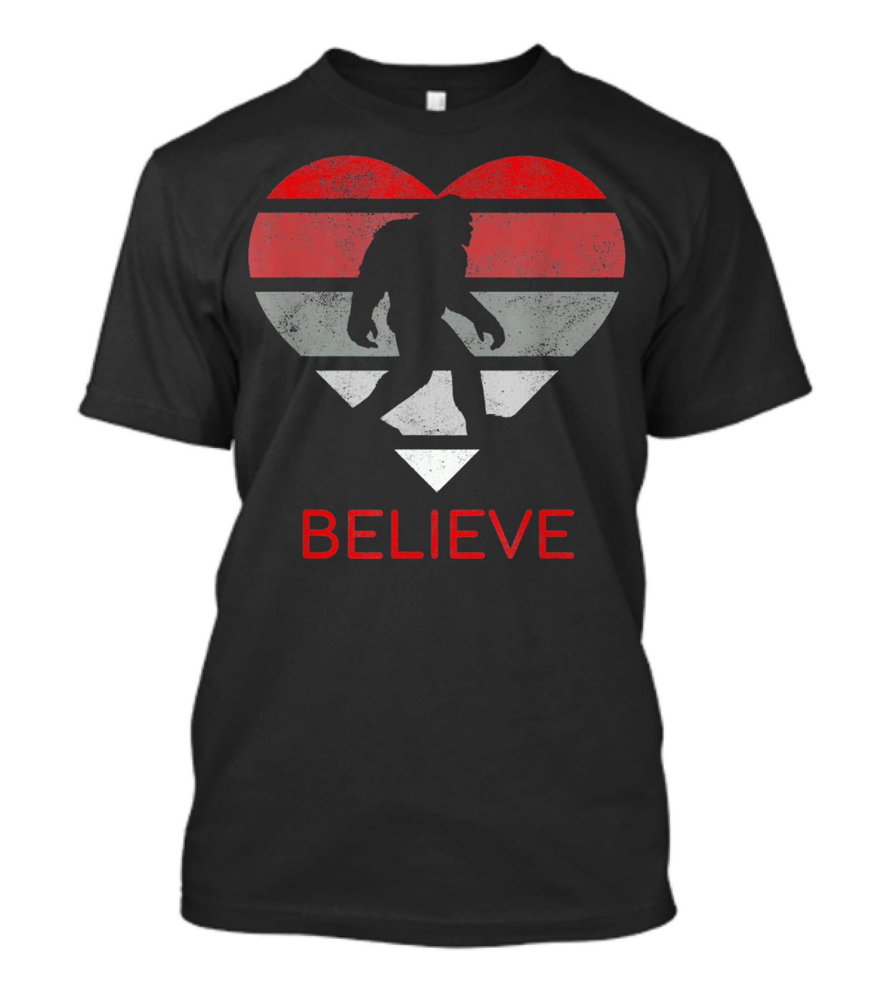 Believe Bigfoot Heart Valentines Day Love T-Shirt