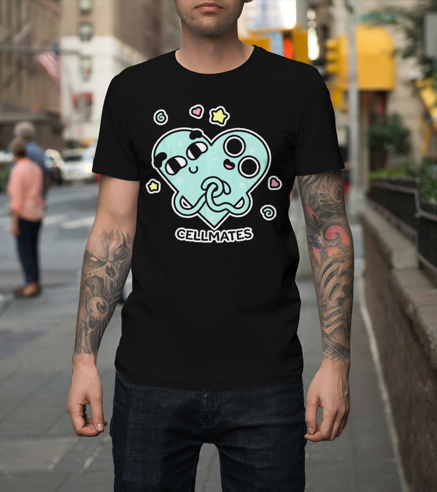 Cellmates Funny Microbiology Science Cute Heart Stars T-Shirt