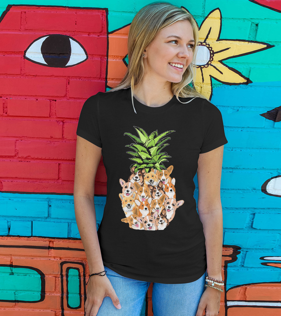 Funny Pineapple Corgi Valentine's Birthday T-Shirt