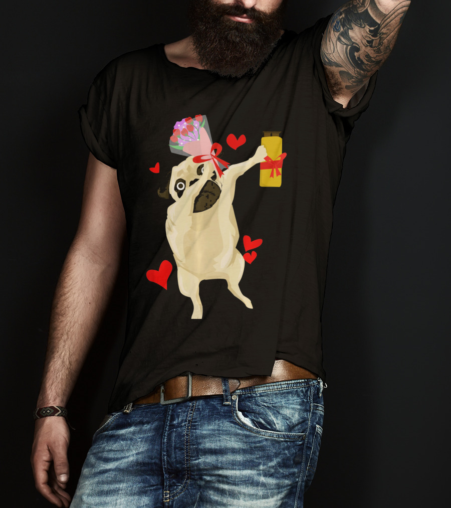 Funny Valentine's Day Dog Bouquet Jar Hearts T-Shirt