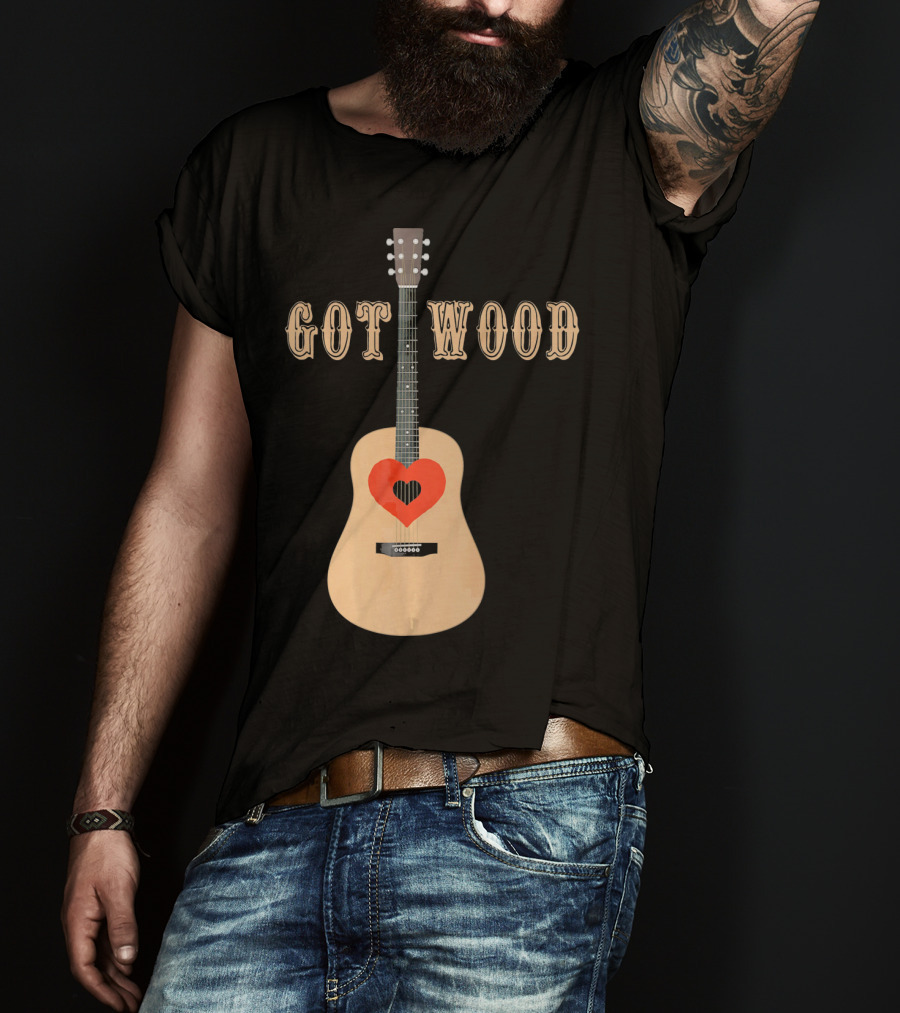 Got Wood Acoustic Guitar Heart Valentine's Day T-Shirt