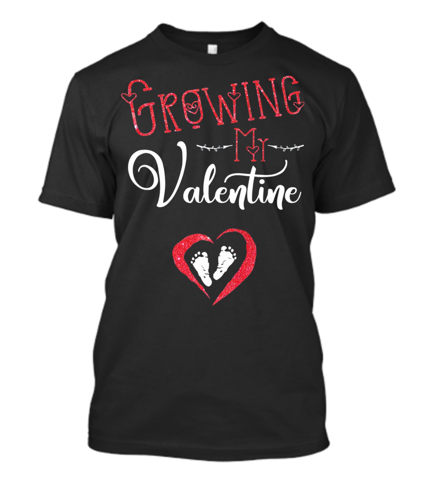 Growing My Valentine Heart Baby Feet Love Valentine's T-Shirt