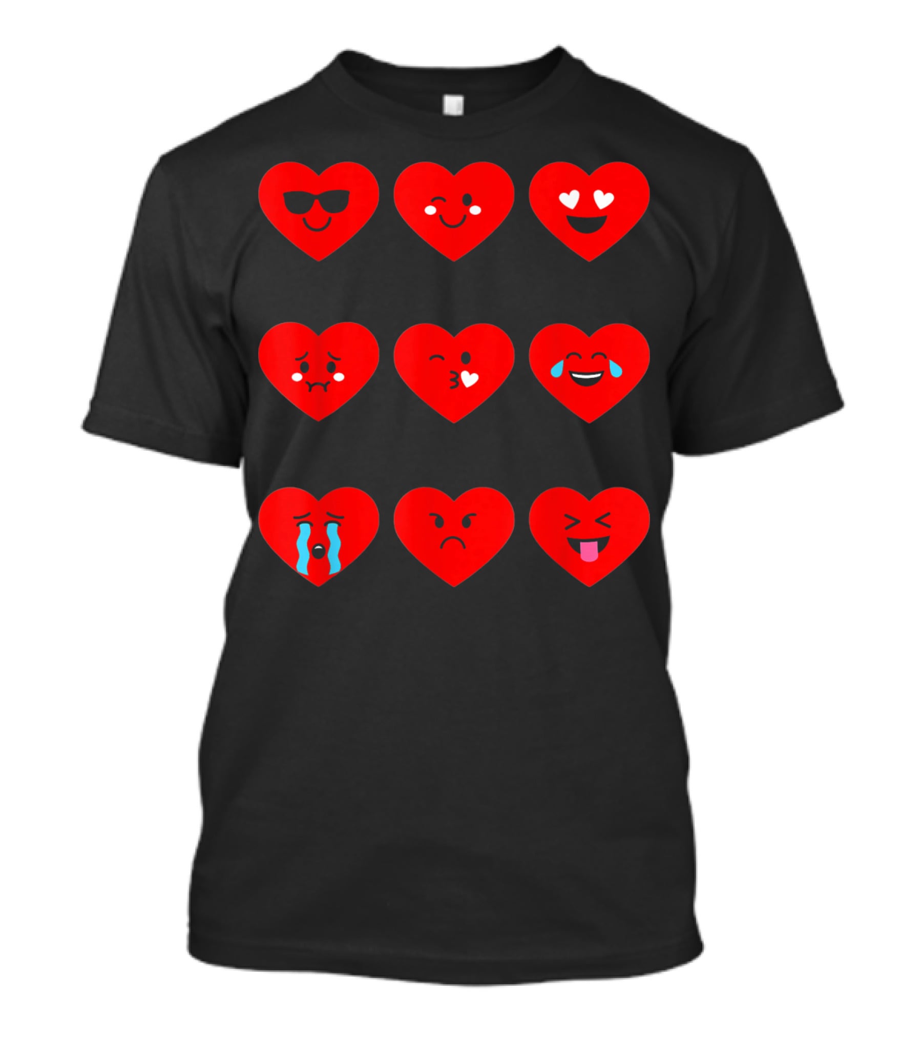 Heart Emoticon Valentines With Cute Faces And Expressions T-Shirt