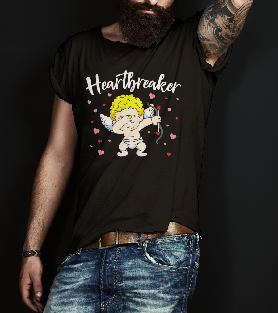 Heartbreaker Cupid Dab With Hearts And Bow T-Shirt