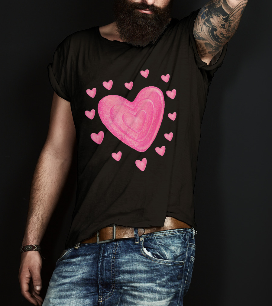 Hearts Valentines Kids School Pink Heart T-Shirt