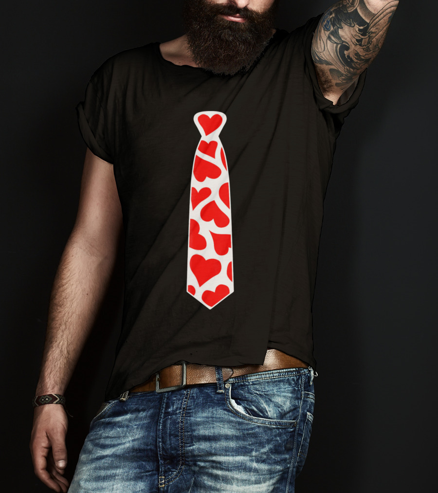 Hearts Tie Valentines Day Red Heart T-Shirt