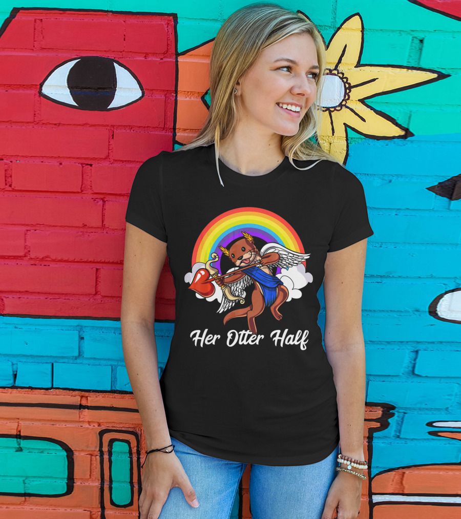 Her Otter Half Cupid Rainbow Valentine's Match T-Shirt