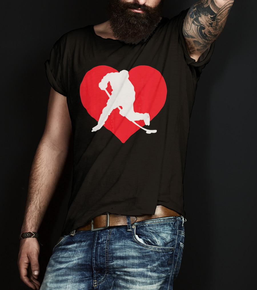 Valentine's Day Hockey Lover Heart T-Shirt
