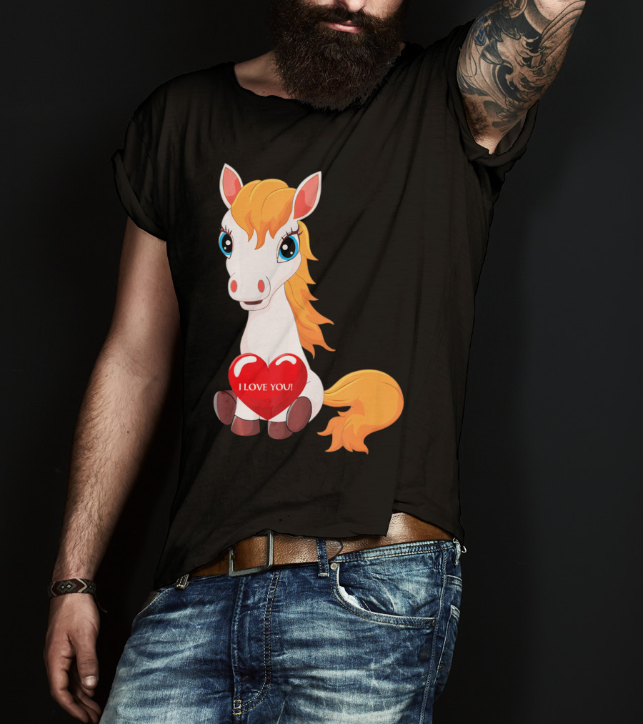 Horse With Heart Saying I Love You Valentine T-Shirt