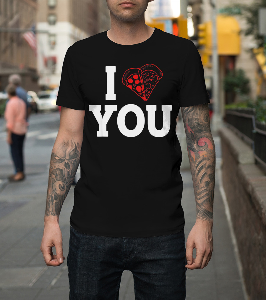 I Love You Pizza Lovers Valentines Day Heart-Shaped Pizza Slices T-Shirt