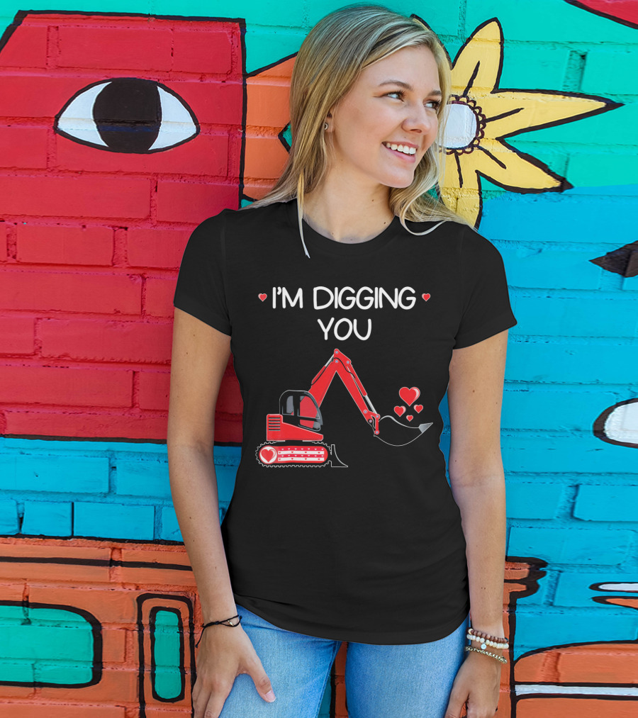 I'm Digging You Valentine Kids Tractor With Hearts T-Shirt