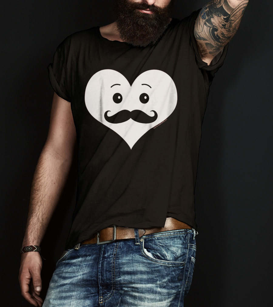 Kids Cute Smiley Heart Mustache Valentine T-Shirt