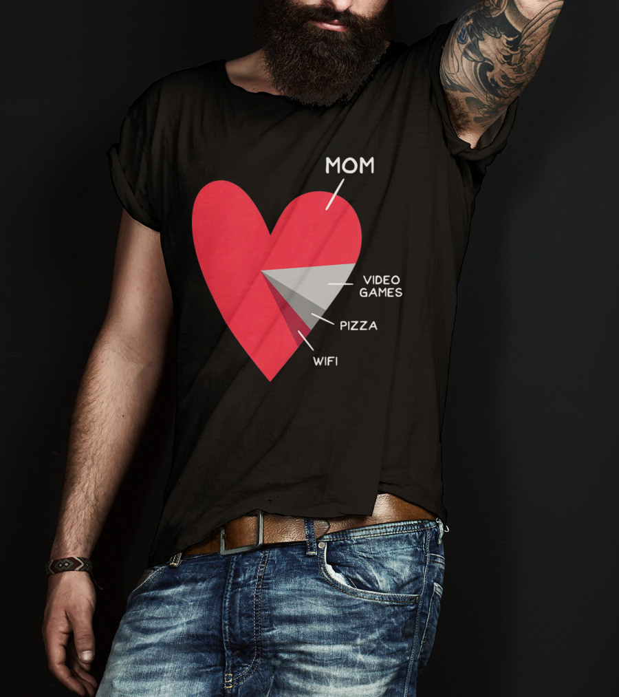 Mom Heart Video Games Pizza Wifi Pie Chart T-Shirt