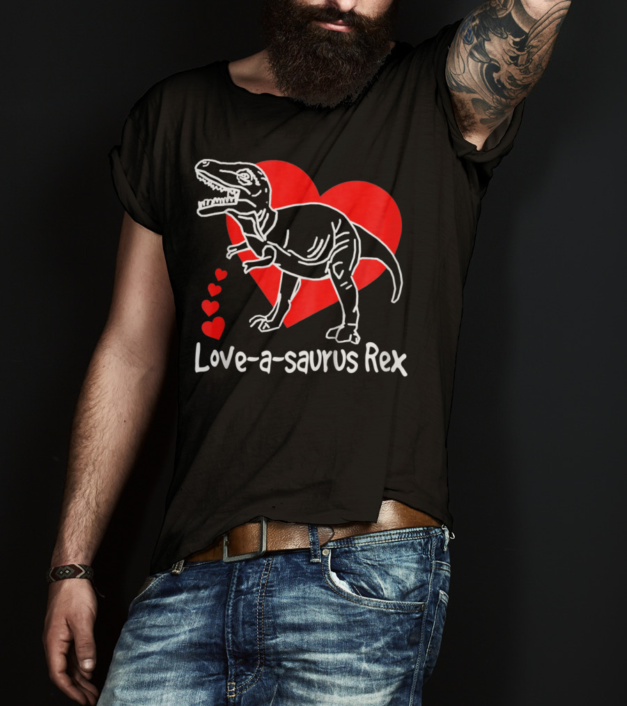 Love-a-saurus Rex Dinosaur With Red Hearts T-Shirt