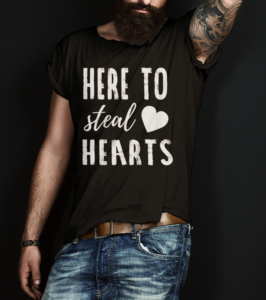 Here To Steal Hearts Kids Valentines Day T-Shirt