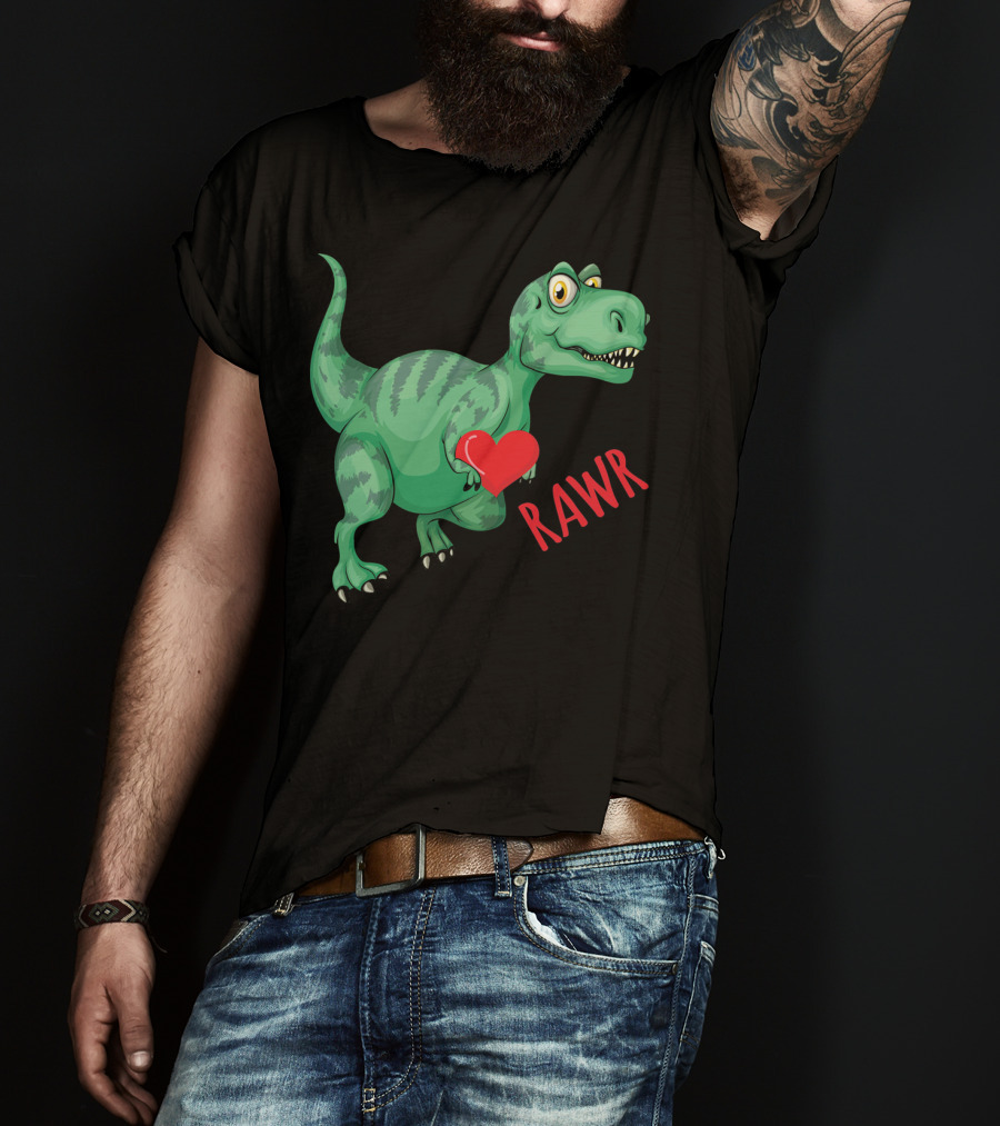 Kids Valentines Day Toddler Dinosaur Holding Heart Rawr T-Shirt