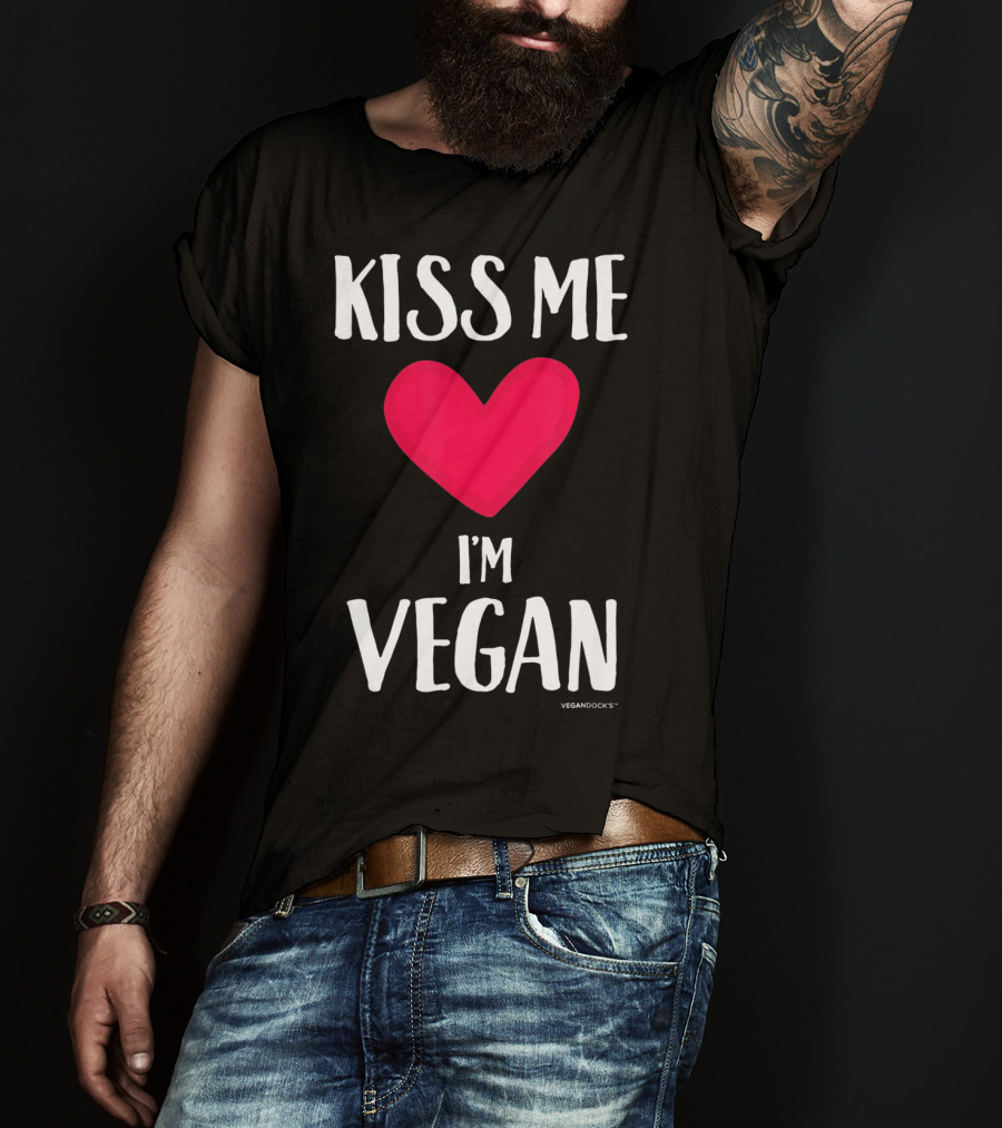 Kiss Me I'm Vegan Heart Valentine's Day Vegandocks T-Shirt