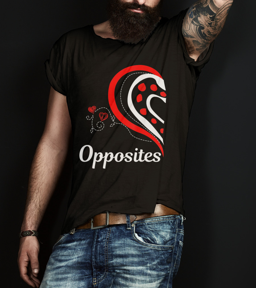 Opposites Attract Matching Couples Heart T-Shirt